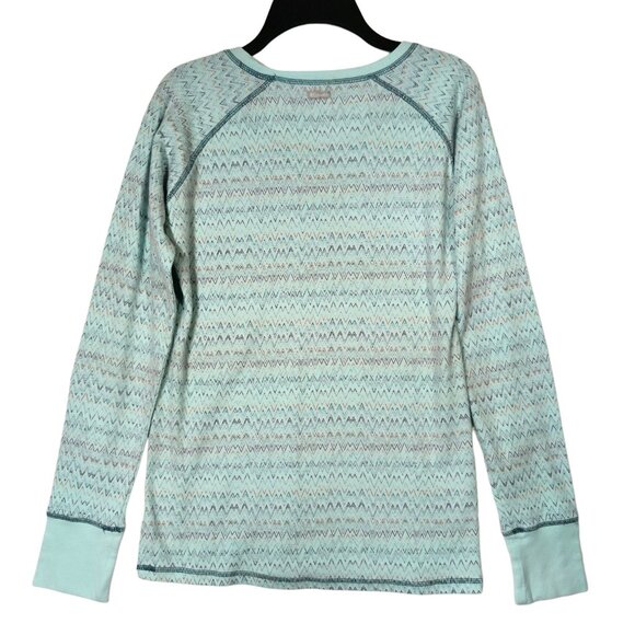 Columbia Thermal Top Long Sleeve Shirt Green Blue Pattern Large L Women - Picture 3 of 6